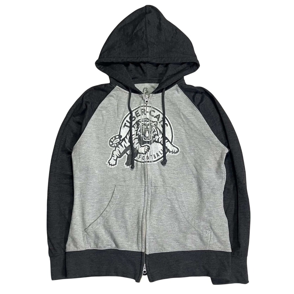 Bulletin Hamilton Tiger-Cats CFL Football Full Zip Hoodie Gray Black Mens XL